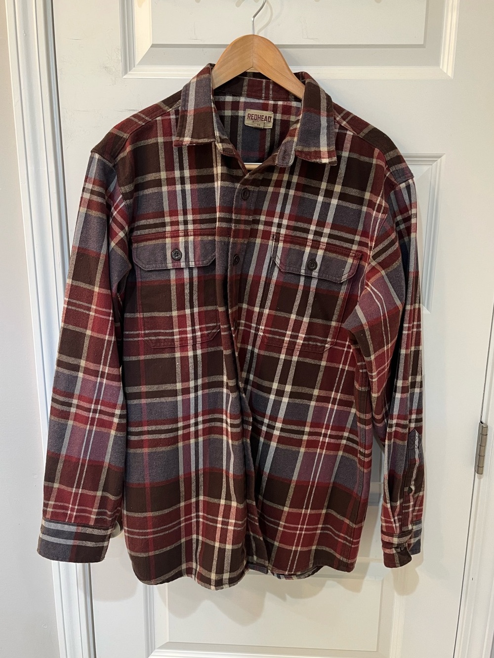 Red Head Heavy Flannel Burgundy Plaid Men's Shirt Jacket Shacket Size XL